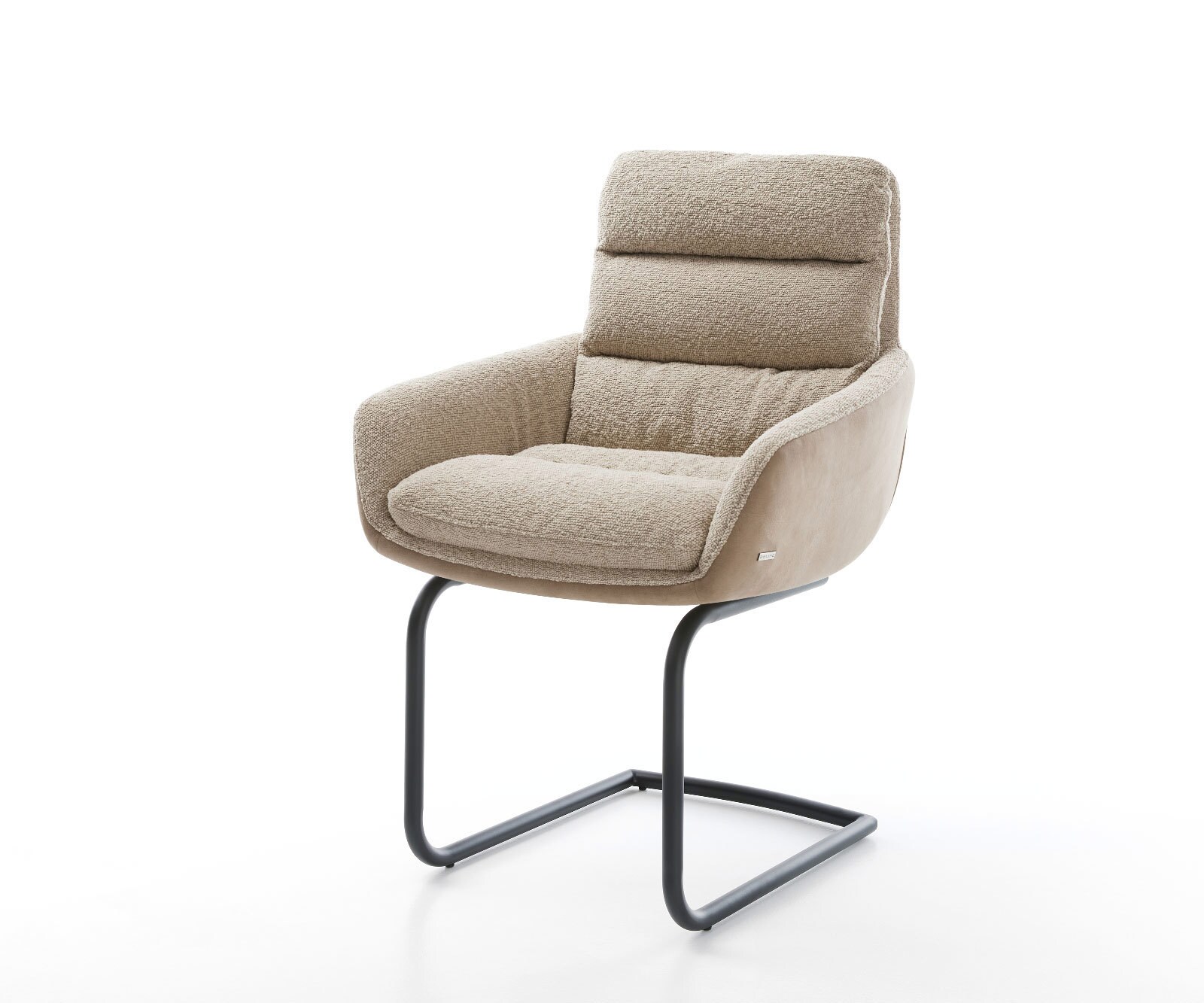 Cantilever Abelia-Flex avec accoudoirs tissu mixte couleur boue pied cantilever rond noir