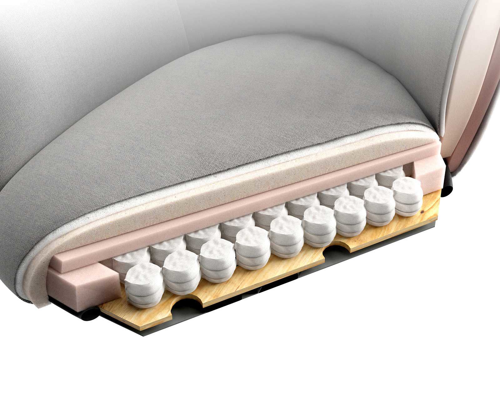 Chaise-pivotante Jova-Flex avec accoudoirs côtelé gris argenté pied croisé conique acier inoxydable brossé pivotement sur 180° ressorts ensachés 8