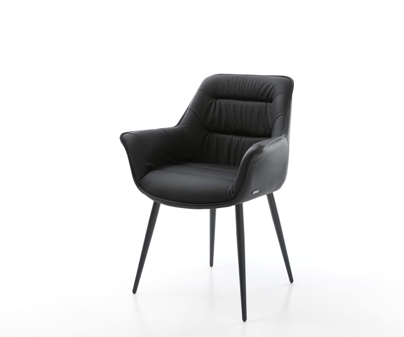 Chaise-de-salle-à-manger Kaira-Flex cuir de vache noir 4 pieds coniques noir