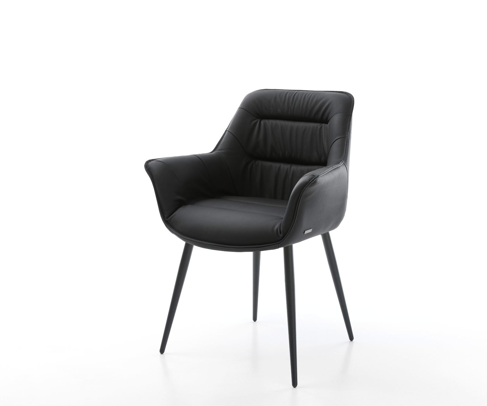 Chaise-de-salle-à-manger Kaira-Flex cuir de vache noir 4 pieds coniques noir Chaise-de-salle-à-manger Kaira-Flex cuir de vache noir 4 pieds coniques noir