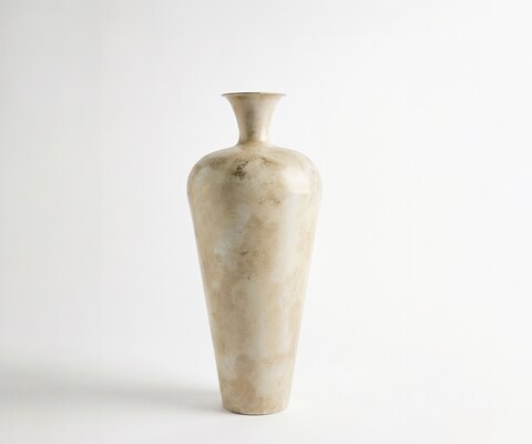 Vase Marvella l27 x P27 x H64 cm Métal Alabaster Gold Fait main