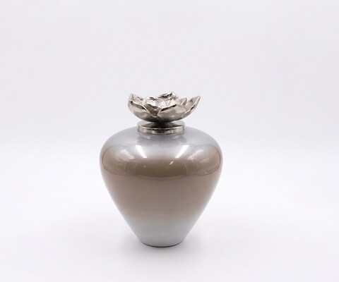 Vase Florena l22 x P22 x H28 cm Verre Mokka Opal Fait main