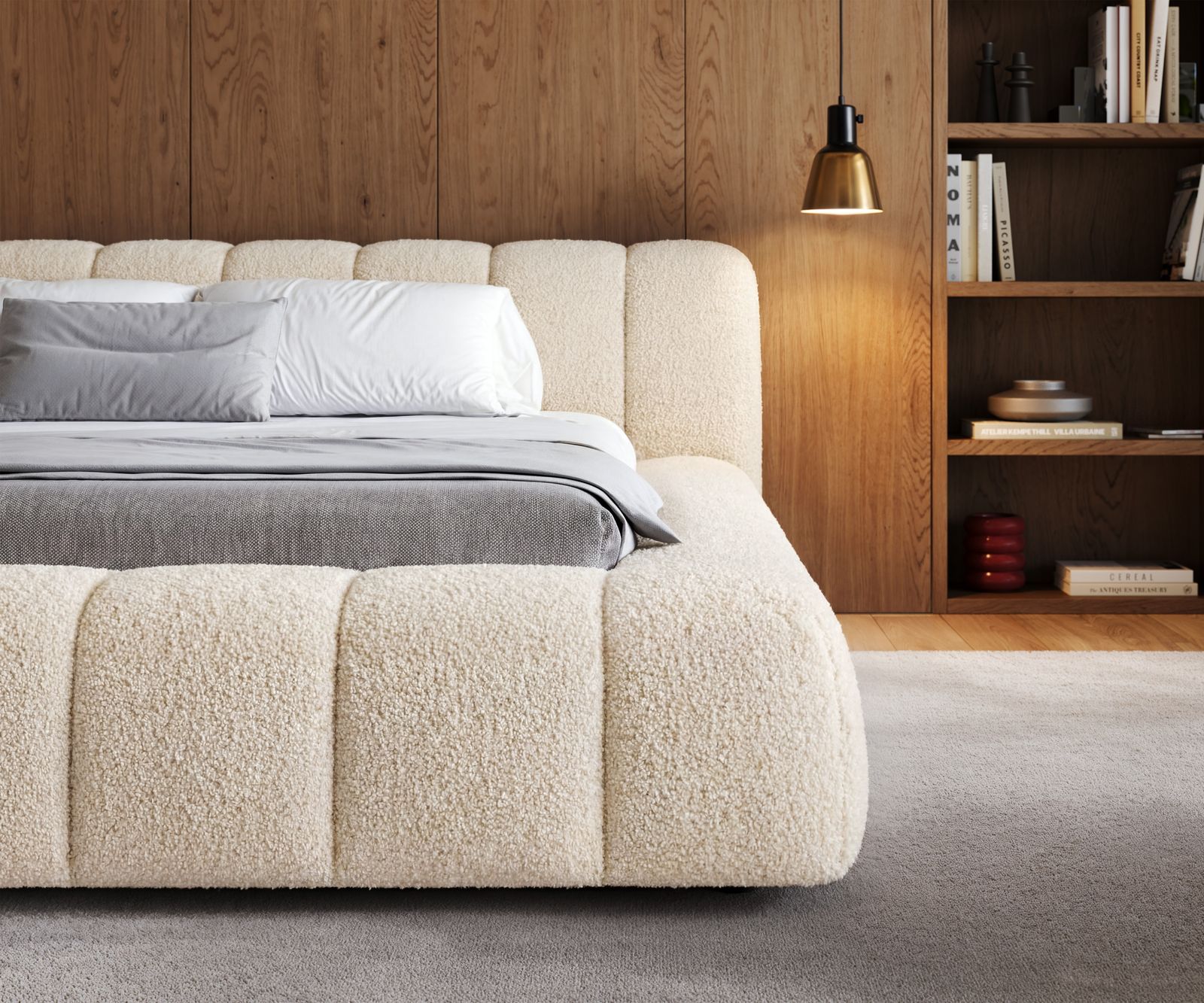 Sommier-rembourré Cutio 180x200 cm Tissu peluche beige 5