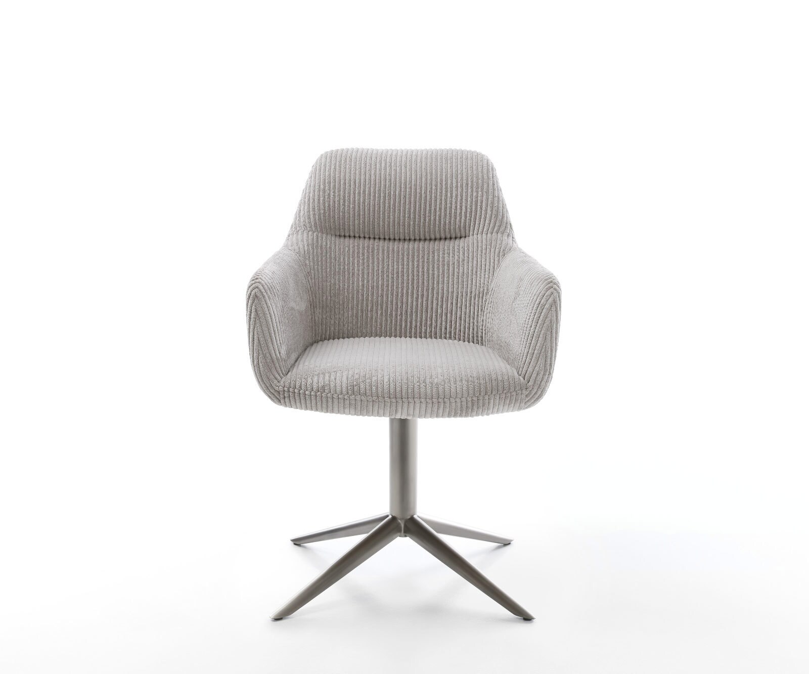 Chaise-pivotante Pejo-Flex côtelé gris argenté pied de chaise 4 branches grafiete pivotement sur 360° fonction bascule ressorts ensachés 2