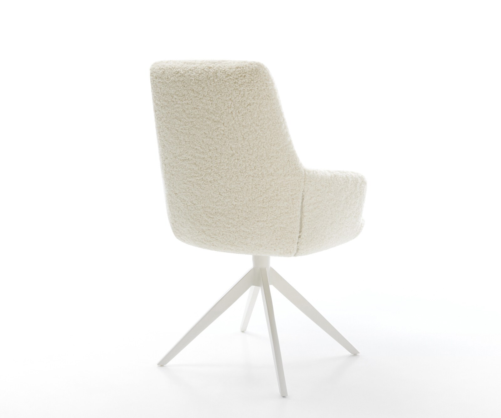 Chaise-pivotante Zelia-Flex avec accoudoirs tissu teddy beige pied croisé large blanc pivotement sur 360° fonction bascule resorts ensachés 4