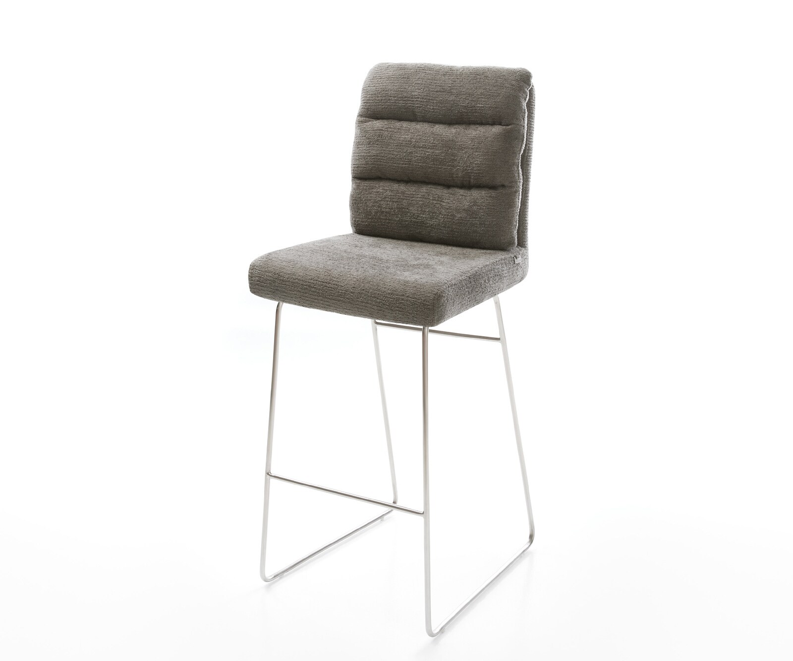 Chaise-de-bar Pela-Flex Bouclé doux Boue Pied trapèze acier inoxydable Argent 1