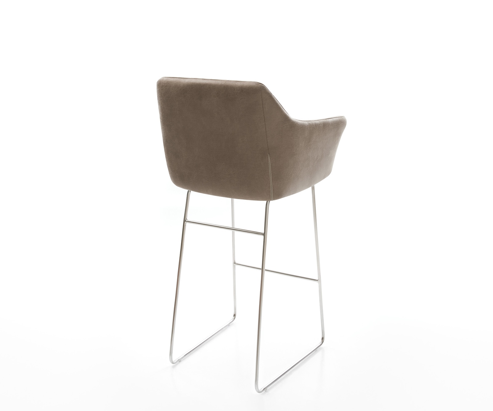 Chaise-de-bar Yulo-Flex vintage taupe cadre patin acier inoxydable 4 Chaise-de-bar Yulo-Flex vintage taupe cadre patin acier inoxydable 4