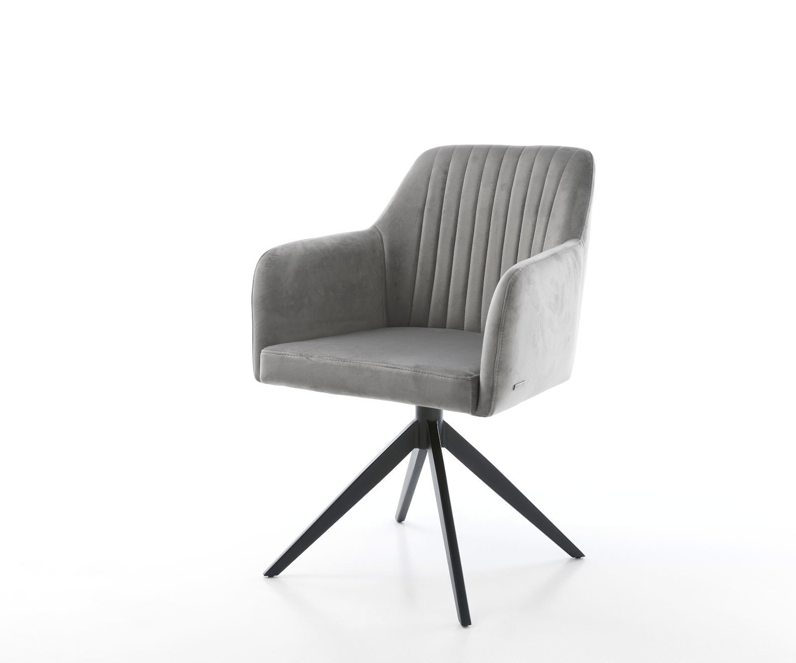 Chaise-de-salle-à-manger Greg-Flex velours gris pied croisé large noir ressorts ensachés
