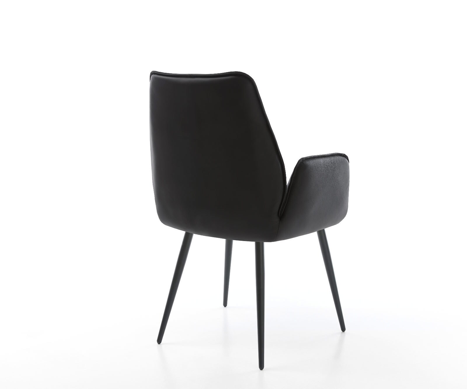 Chaise-de-salle-à-manger Zoa-Flex cuir de vache noir 4 pieds coniques noir ressorts ensachés 4 Chaise-de-salle-à-manger Zoa-Flex cuir de vache noir 4 pieds coniques noir ressorts ensachés 4