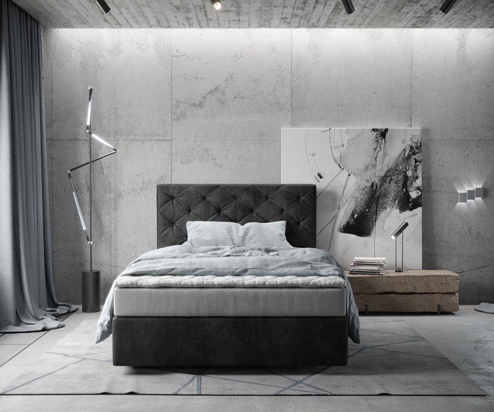 Lit à sommier tapissier Dream-Great 120x200 Microfibre Anthracite Vintage 1 Lit à sommier tapissier Dream-Great 120x200 Microfibre Anthracite Vintage 1