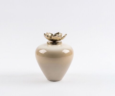 Vase Florena l22 x P22 x H28 cm Verre Vanilla Mokka Fait main