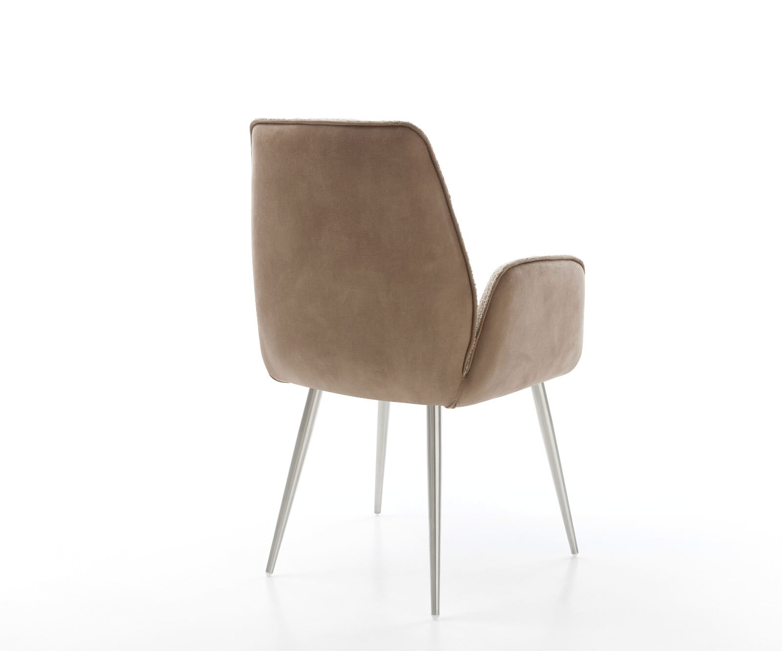 Chaise-de-salle-à-manger Zoa-Flex tissu mixte couleur boue 4 pieds coniques acier inoxydable brossé ressorts ensachés 4