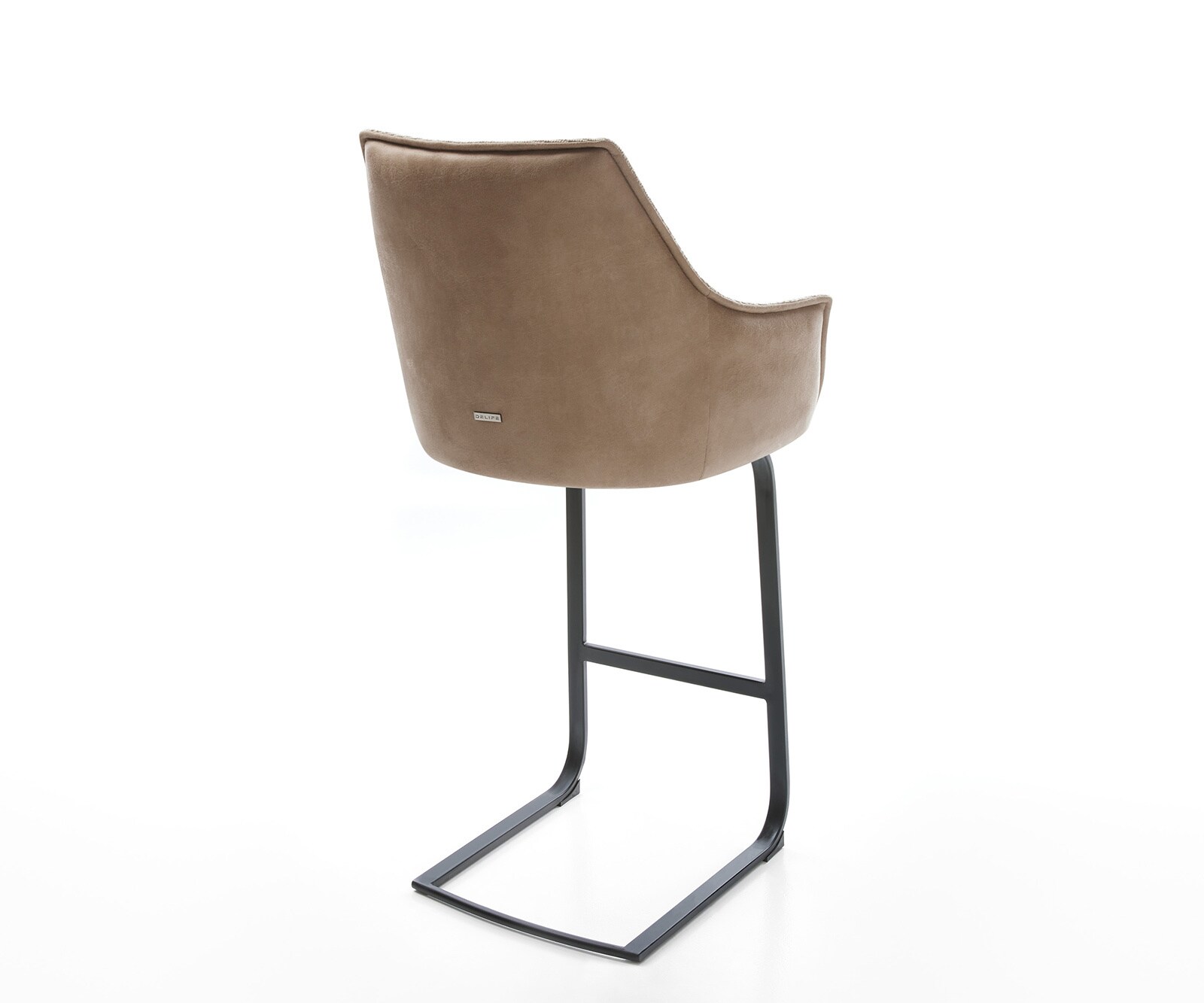 Chaise-de-bar Alja-Flex mélange de matériaux microfibre boue / bouclé boue Piétement luge plat métal noir ressorts ensachés 4