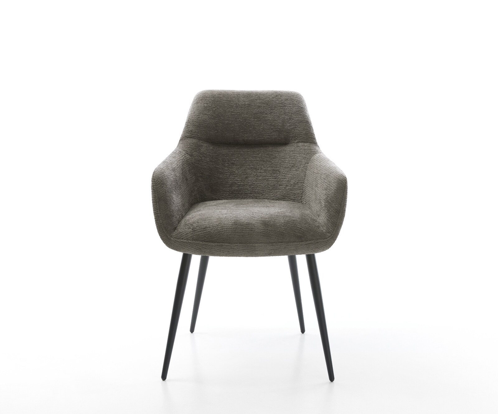 Chaise-de-salle-à-manger Pejo-Flex bouclé doux couleur boue 4 pieds coniques noir resorts ensachés 2