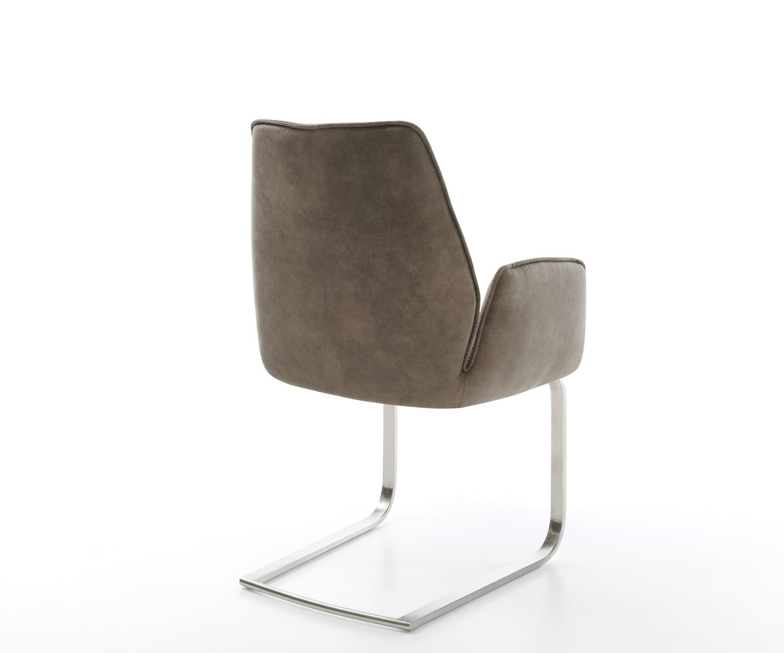 Cantilever Zoa-Flex microvelours taupe vintage pied cantilever plat acier inoxydable brossé ressorts ensachés 4