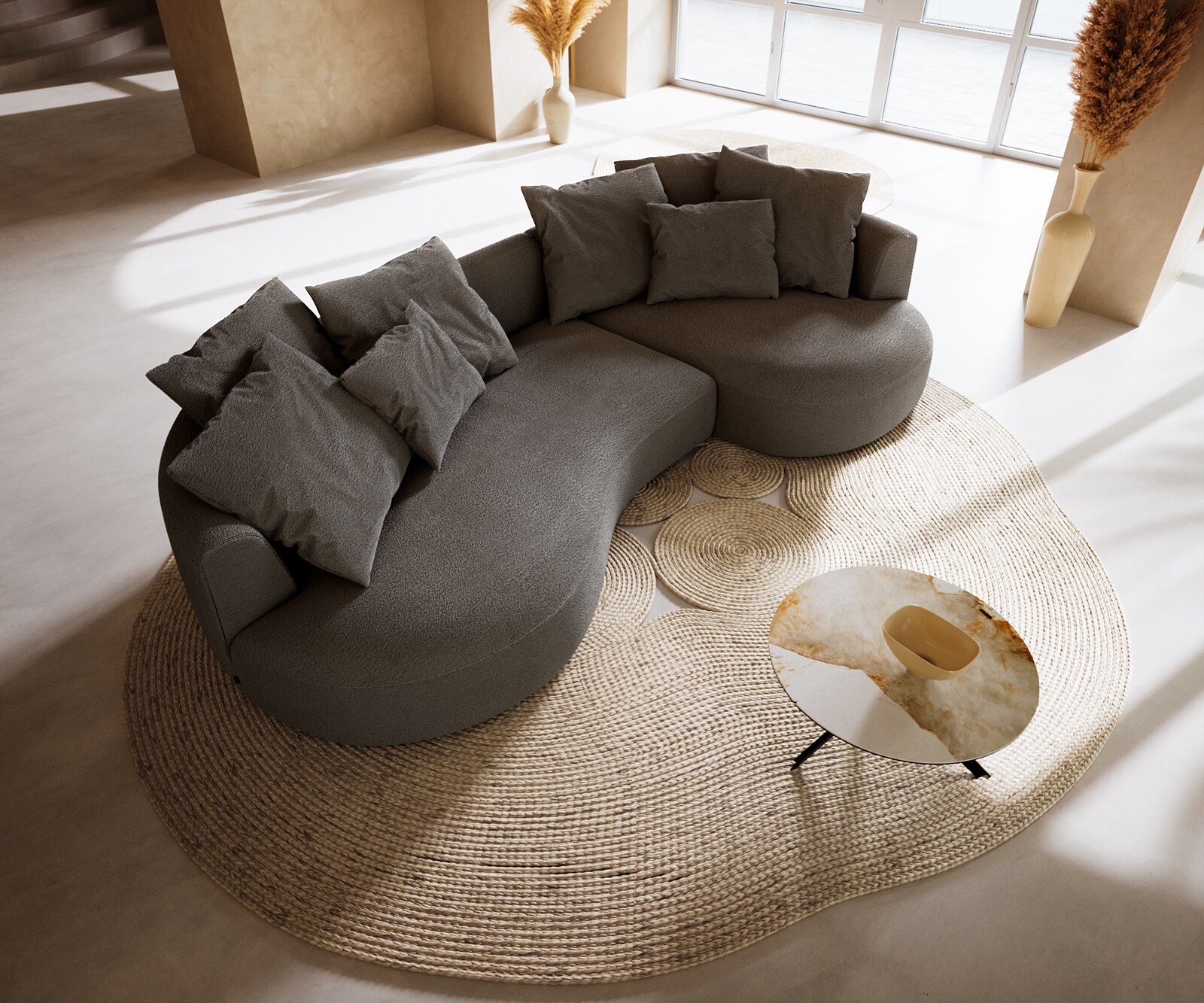 Grand-canapé Edina 330 x 170 cm Bouclé Soft Boue 4