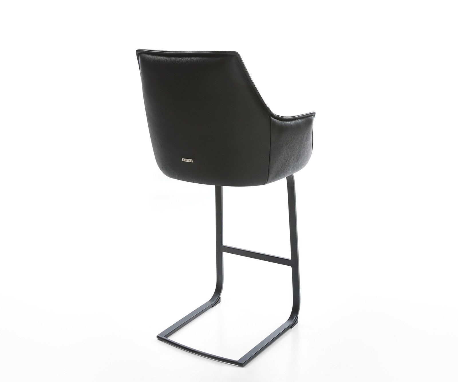 Chaise-de-bar Alja-Flex Cuir véritable noir Chaise cantilever plate Métal noir Ressorts ensachés 4