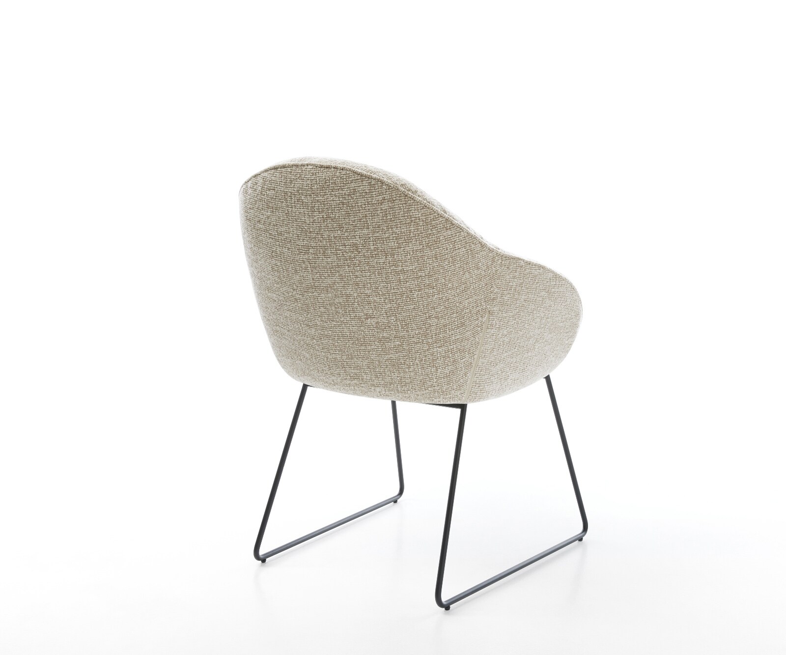 Chaise-de-salle-à-manger Gaio-Flex tissu tissé doux beige pied trapèze noir 5