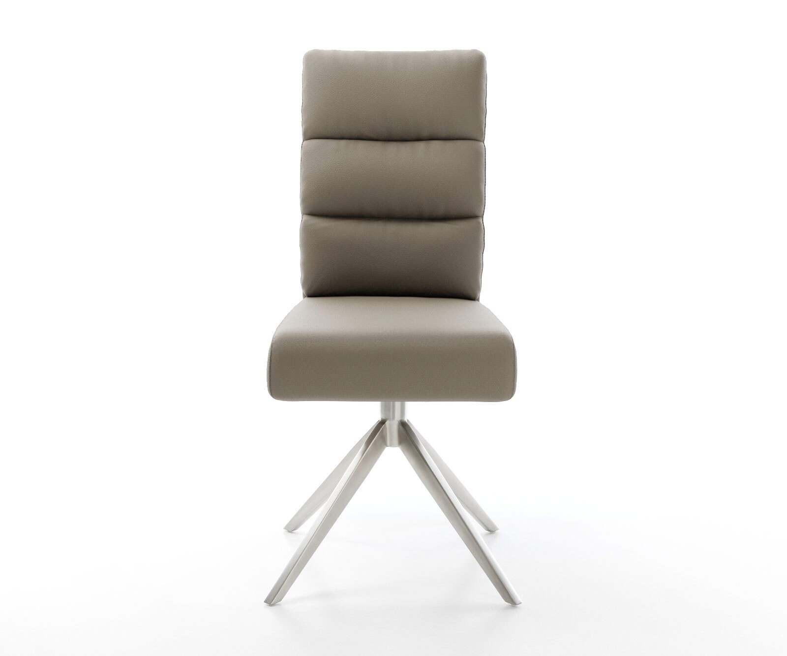 Chaise-pivotante Pela-Flex cuir de vache couleur boue pied croisé large acier inoxydable brossé pivotement sur 360° fonction bascule ressorts ensachés 1