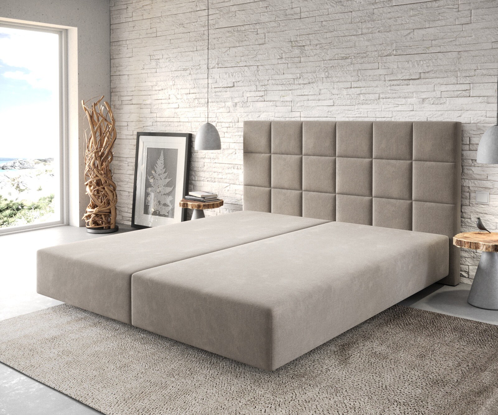 Cadre-de-sommier Dream-Fine 180x200 Microfibre Beige 9