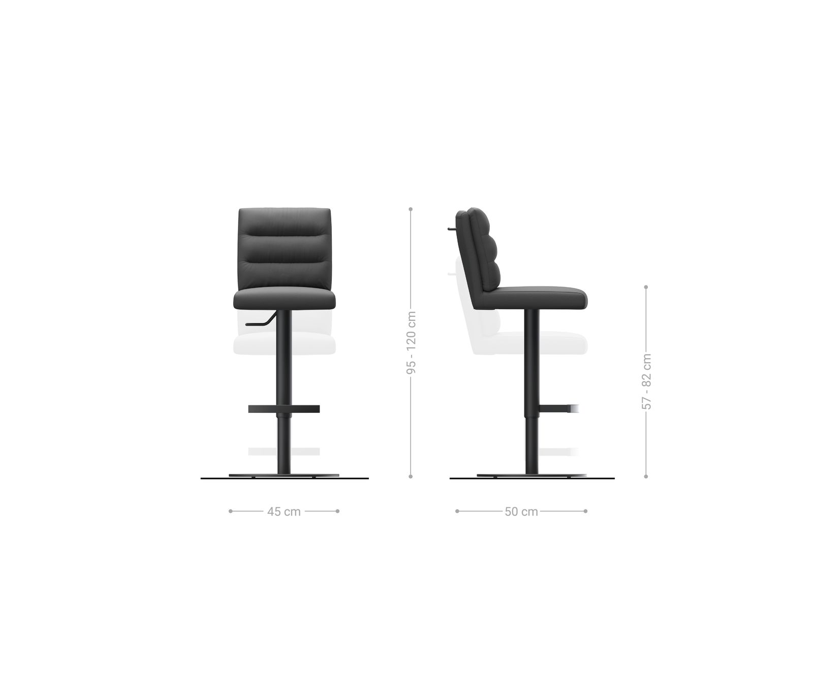 Chaise-de-bar Pela-Flex cuir véritable noir pied pivotant réglable en hauteur métal 6