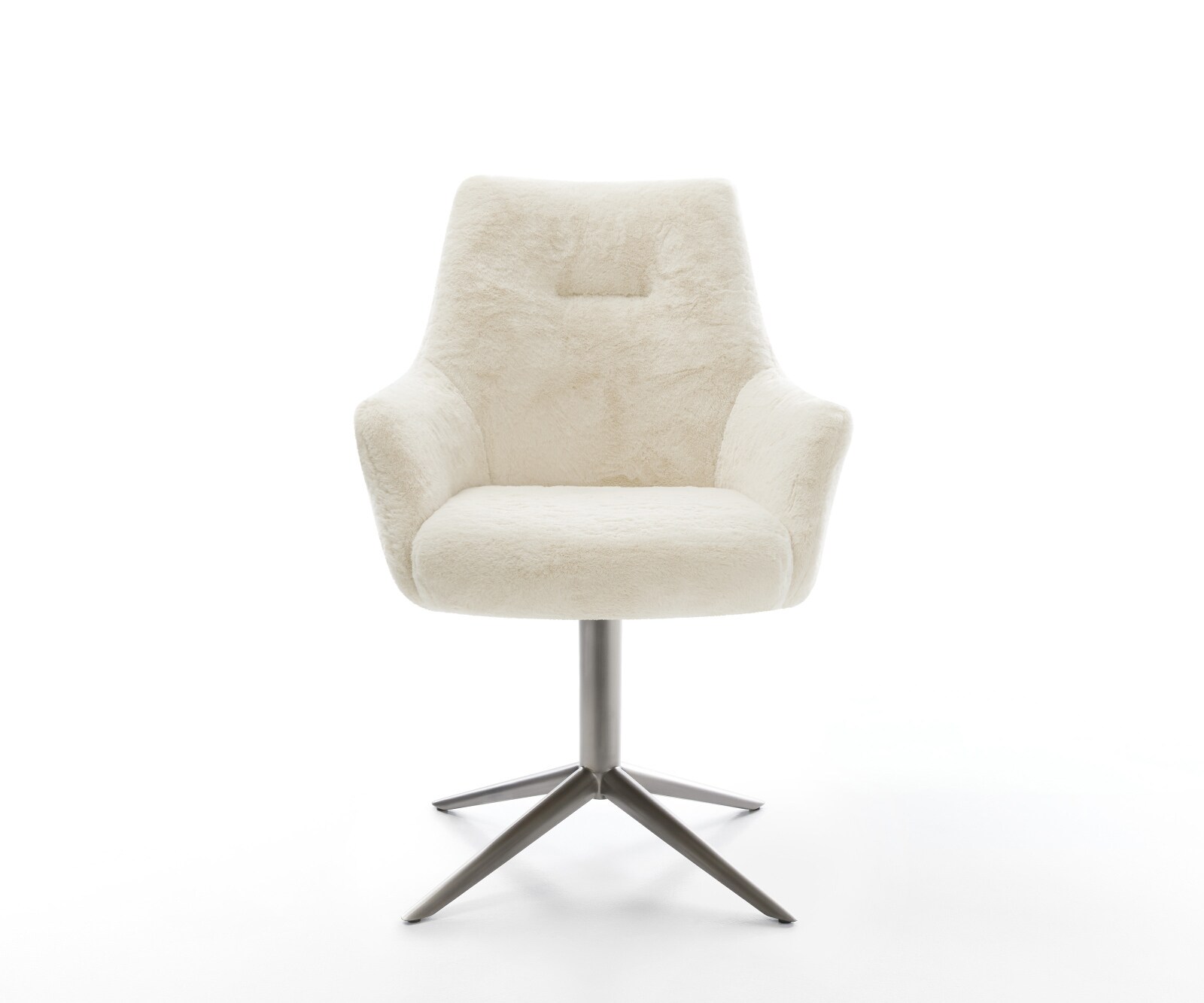 Chaise-pivotante Alja-Flex avec accoudoirs peluche crème-blanc pied de chaise 4 branches grafiete pivotement sur 360° fonction bascule resorts ensachés 1