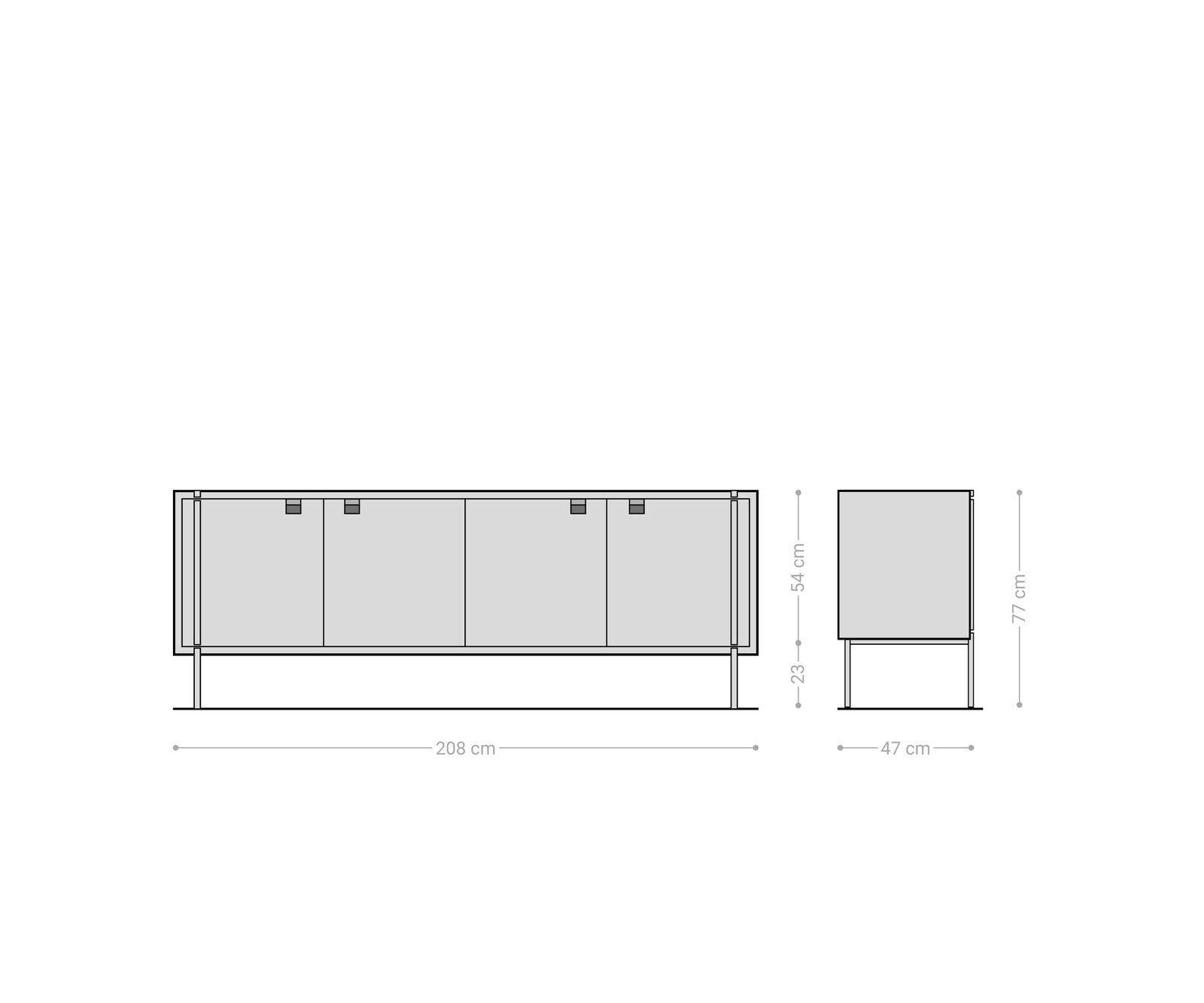 Buffet Rivoro 210 cm acacia naturel 4 portes 7