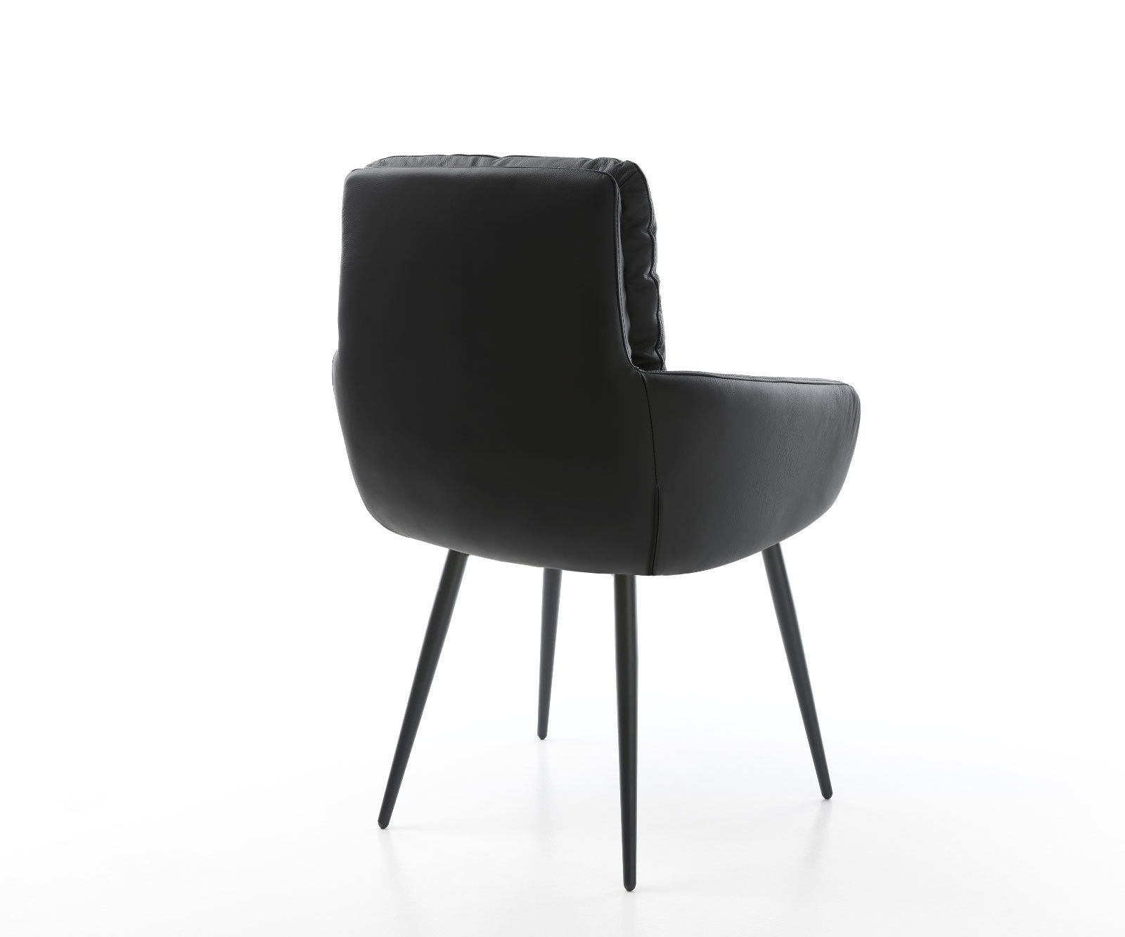 Chaise-de-salle-à-manger Abelia-Flex avec accoudoirs cuir de vache noir 4 pieds coniques noir 4 Chaise-de-salle-à-manger Abelia-Flex avec accoudoirs cuir de vache noir 4 pieds coniques noir 4