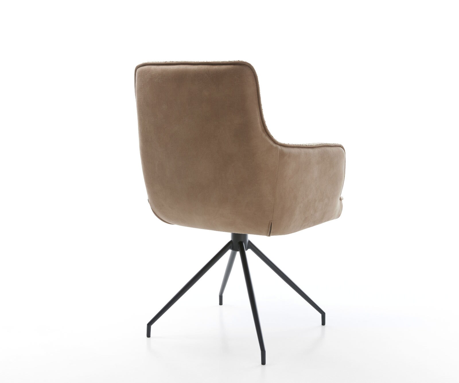 Chaise-pivotante Heira-Flex avec accoudoirs tissu mixte couleur boue pied croisé conique noir pivotement sur 180° ressorts ensachés 5