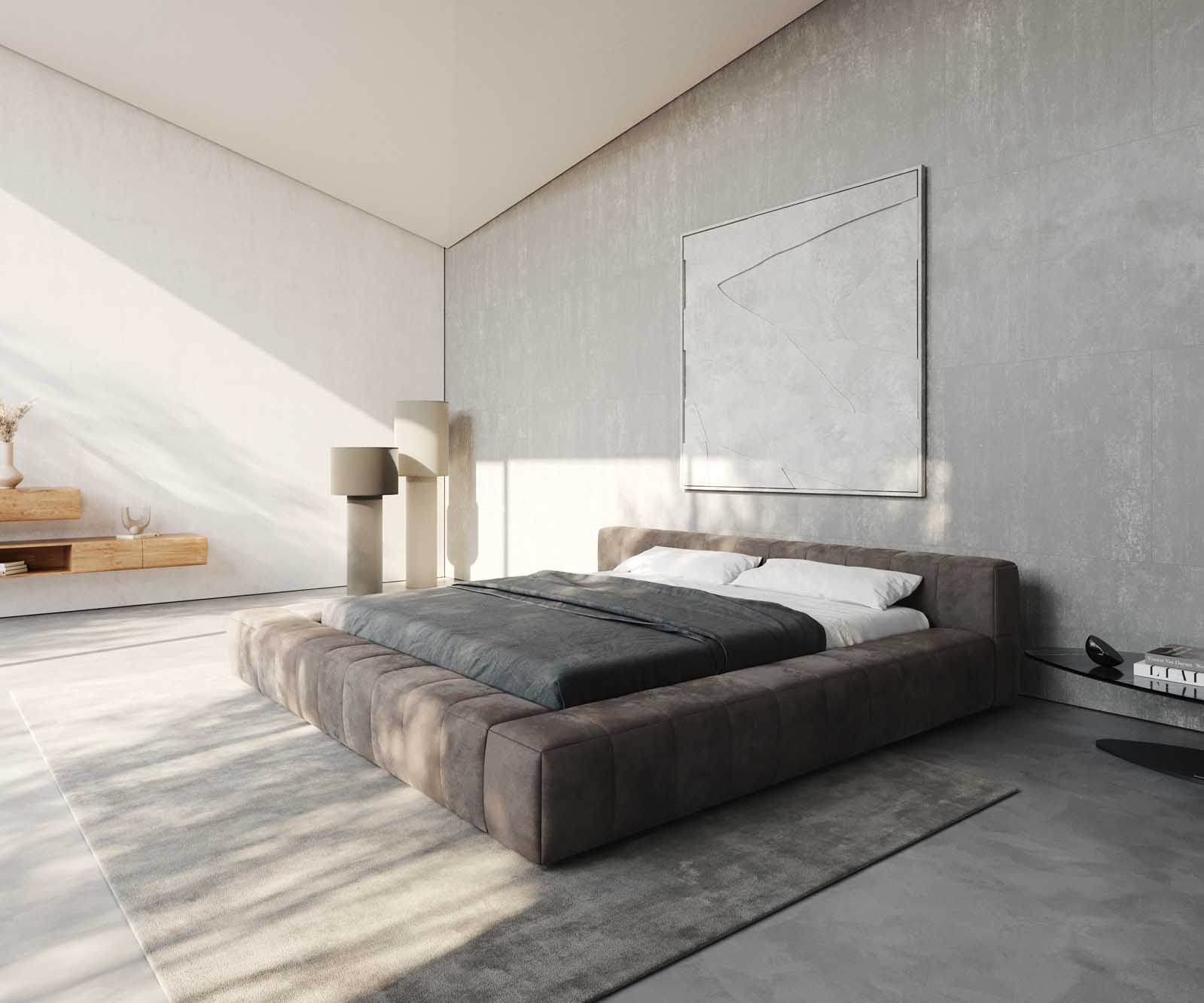 Sommier-rembourré Espazio 180x200 cm microfibre taupe vintage avec espace de rangement 2