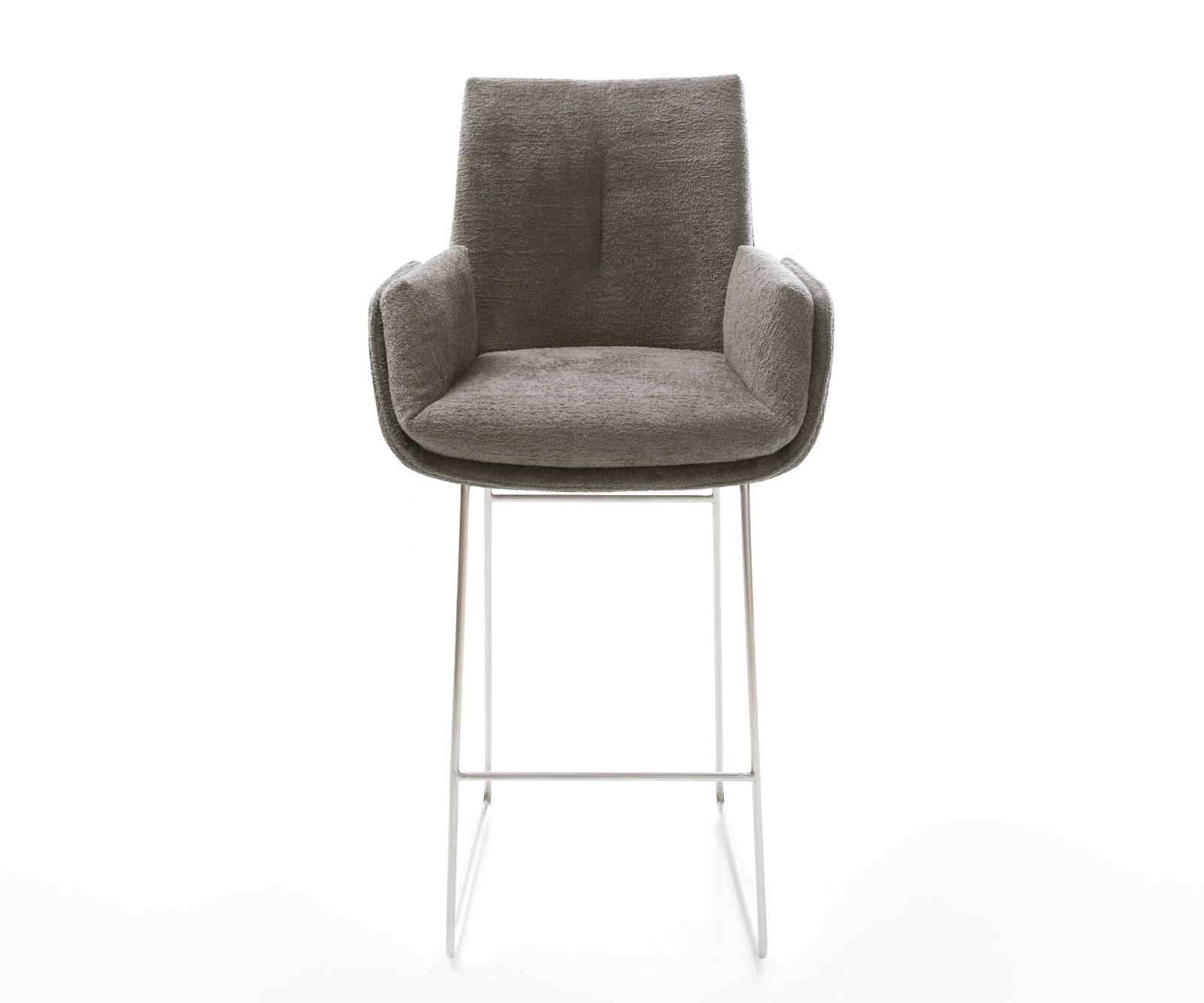 Chaise-de-bar Clea-Flex Bouclé doux Boue Pied trapèze acier inoxydable Argent 2
