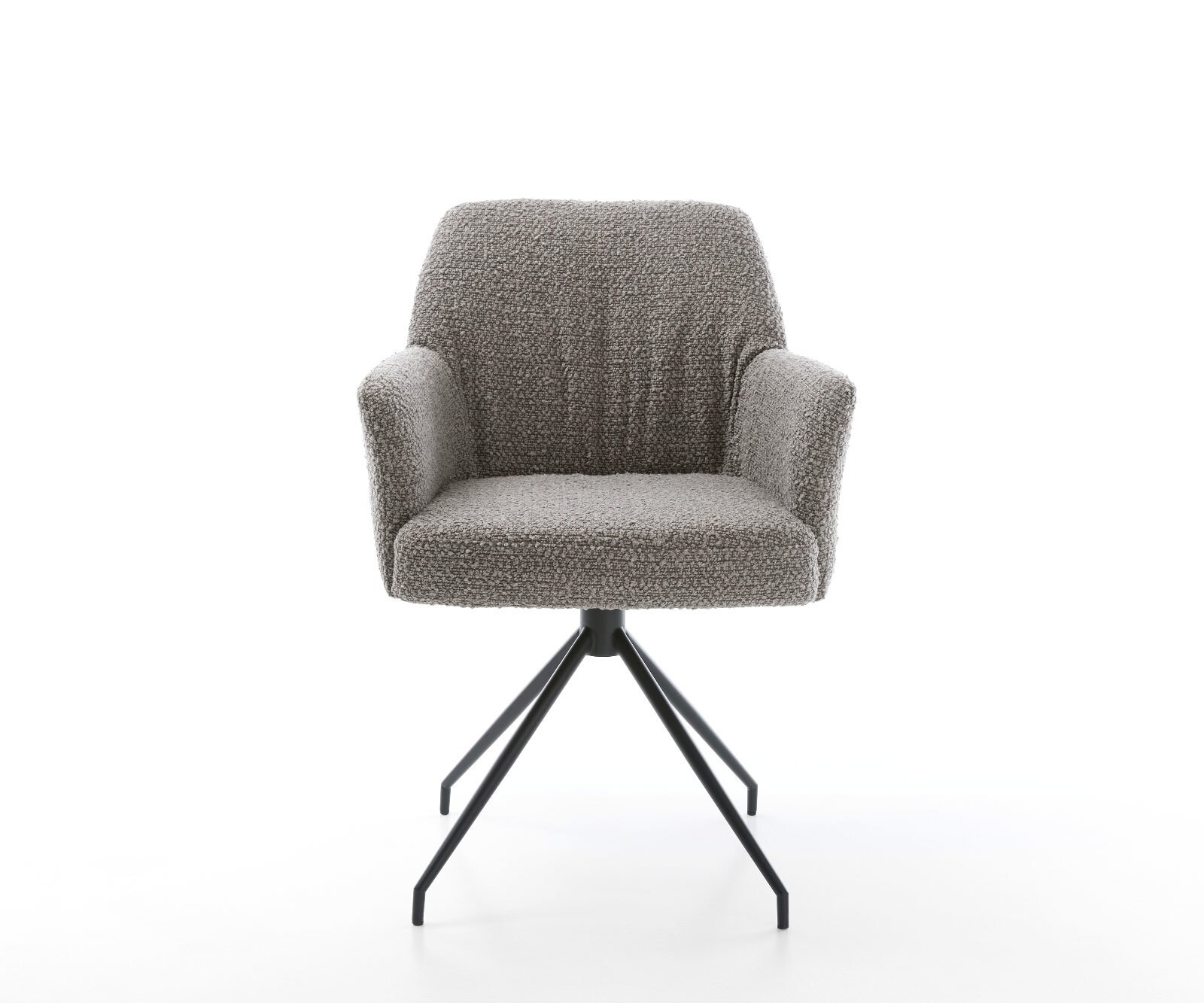 Chaise-pivotante Xana-Flex avec accoudoirs bouclé gris argenté pied croisé conique noir pivotement sur 180° ressorts ensachés 1
