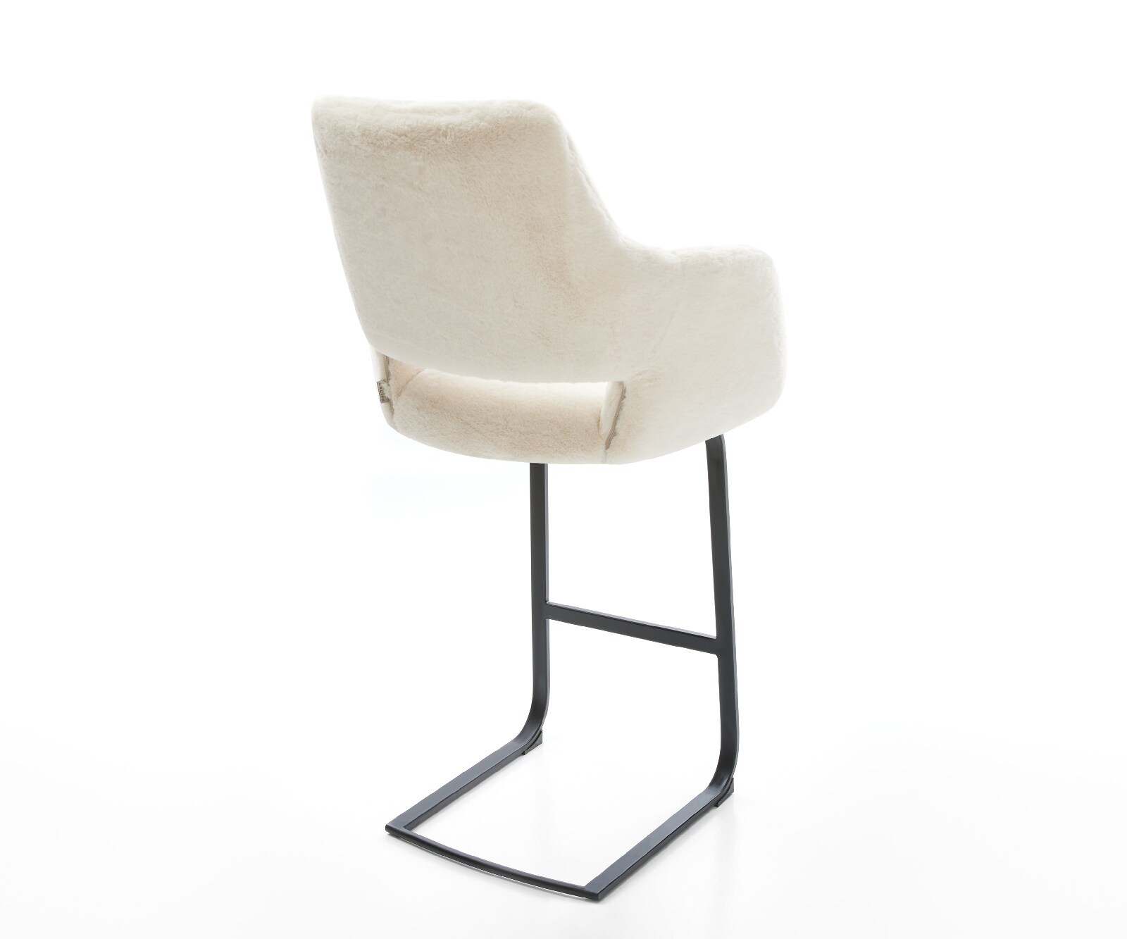 Chaise-de-bar Yago-Flex Peluche Crème-blanc Pied cantilever plat noir Noir Ressort ensaché 5