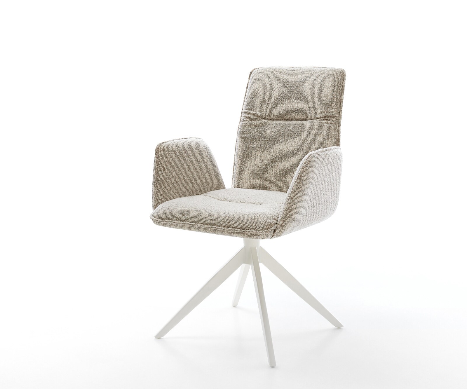 Chaise-pivotante Vinja-Flex tissu tissé doux beige pied croisé large blanc pivotement sur 360° fonction bascule 1