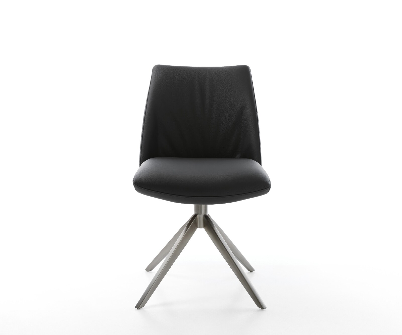 Chaise-pivotante Elso-Flex cuir de vache noir pied croisé large grafiete pivotement sur 360° fonction bascule ressorts ensachés 2