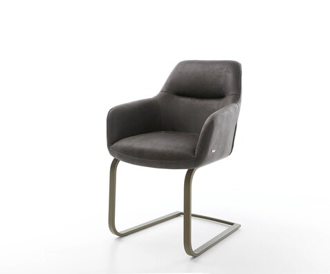 Cantilever Pejo-Flex microvelours anthracite vintage pied cantilever plat aspect titane ressorts ensachés