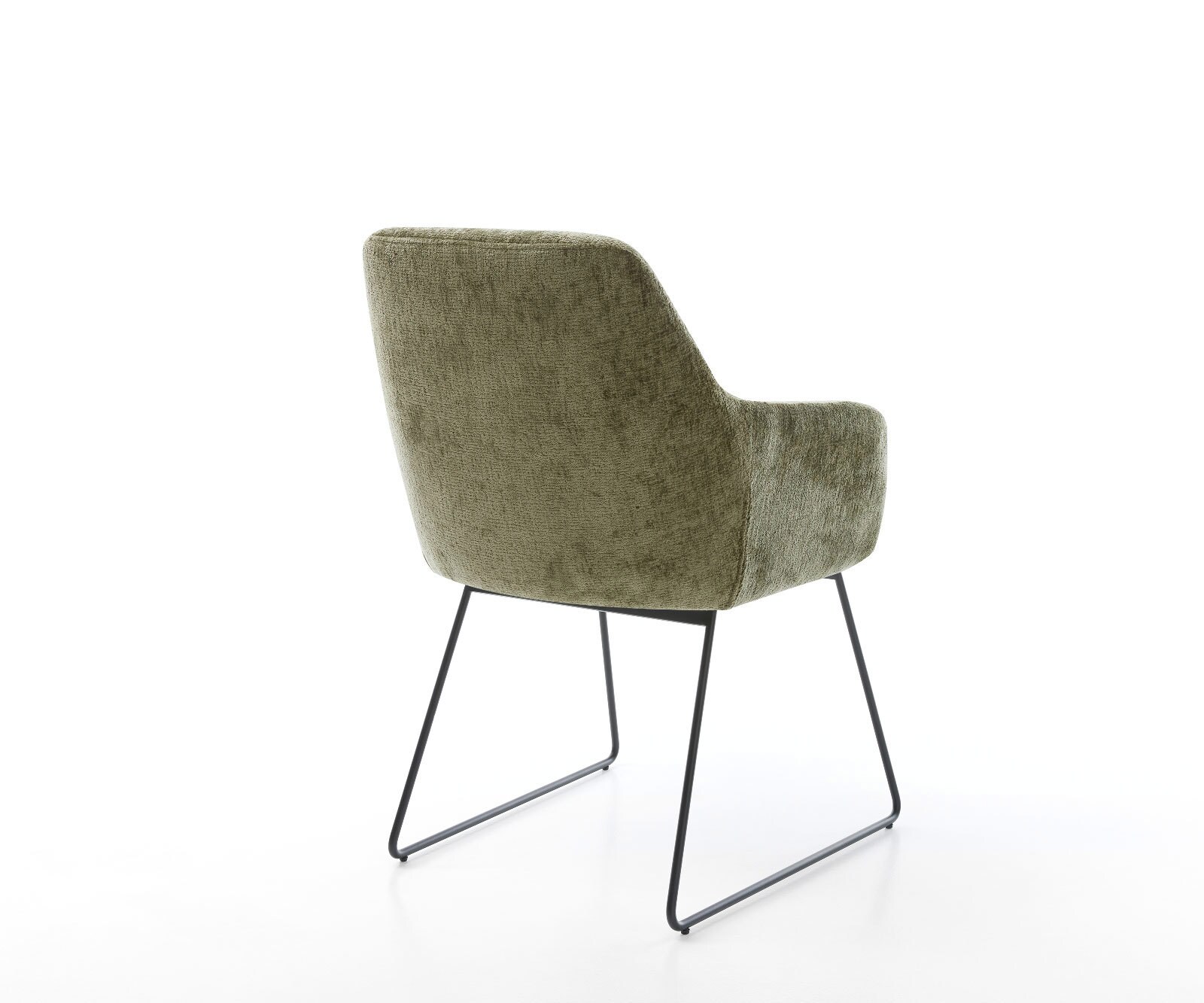 Chaise-de-salle-à-manger Pejo-Flex chenille olive pied trapèze noir ressorts ensachés 4