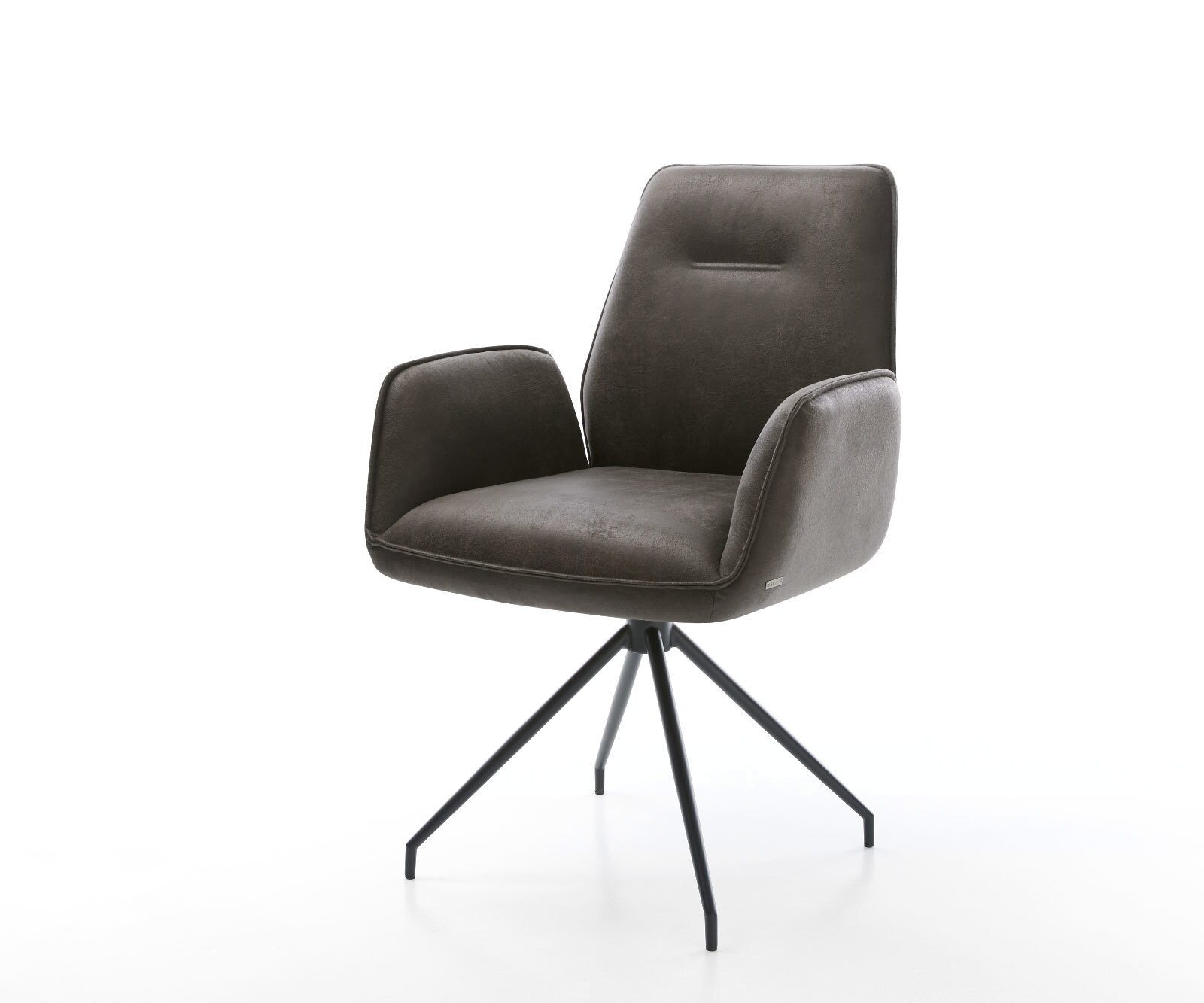 Chaise-de-salle-à-manger Zoa-Flex microvelours anthracite vintage pied croisé conique noir ressorts ensachés