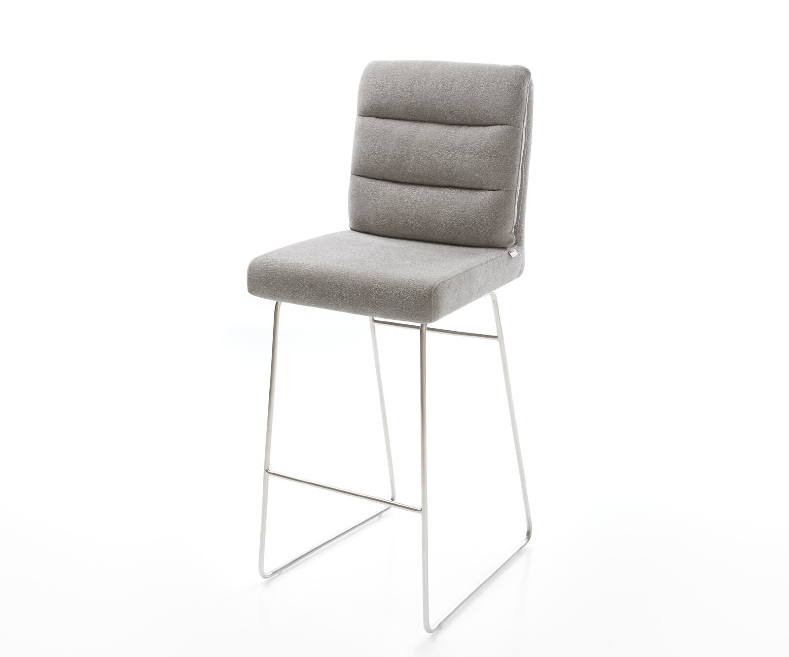 Chaise-de-bar Pela-Flex Tissu structuré doux Gris Pied trapèze acier inoxydable Argent 1