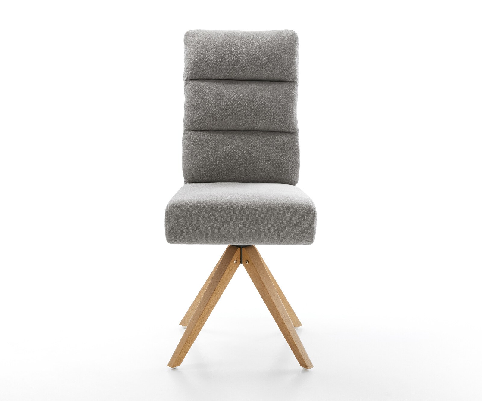 Chaise-pivotante Pela-Flex tissu structuré doux gris pied en bois angulaire naturel pivotement sur 180° resorts ensachés 1