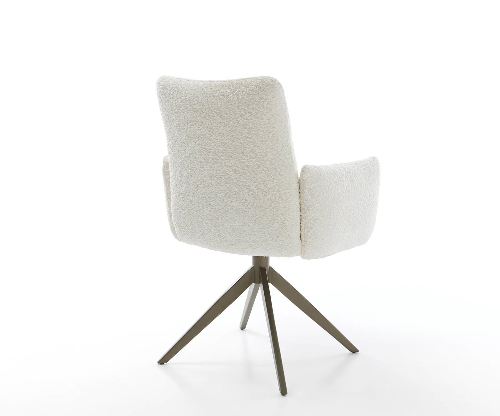 Chaise-pivotante Jova-Flex avec accoudoirs bouclé blanc pied croisé large aspect titane pivotement sur 360° ressorts ensachés 4 Chaise-pivotante Jova-Flex avec accoudoirs bouclé blanc pied croisé large aspect titane pivotement sur 360° ressorts ensachés 4