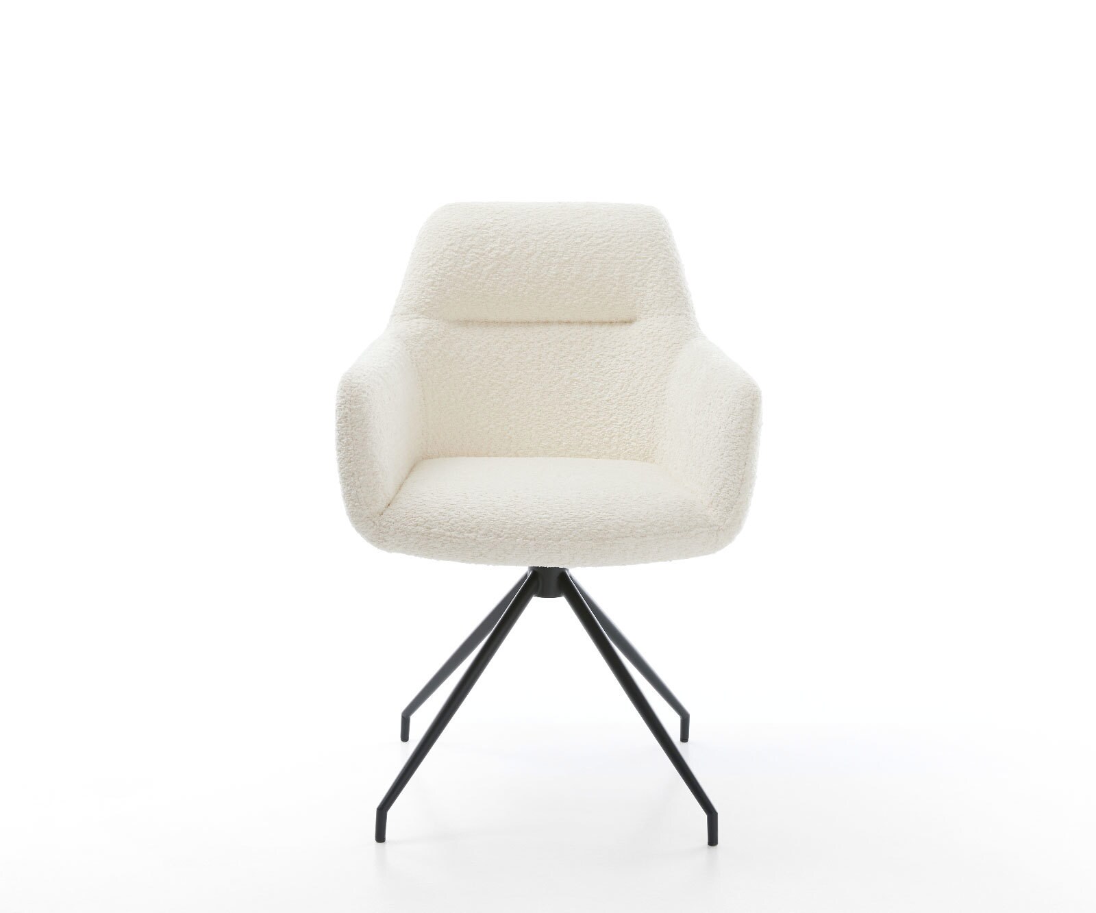 Chaise-de-salle-à-manger Pejo-Flex bouclé blanc pied croisé conique noir ressorts ensachés 2