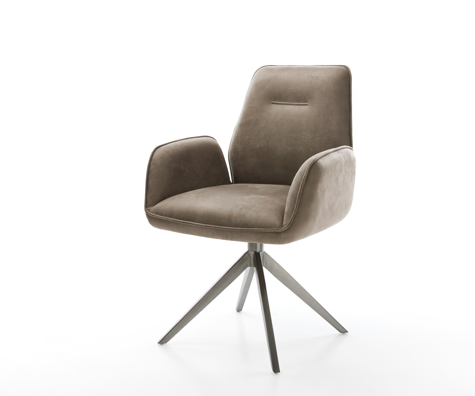 Chaise-pivotante Zoa-Flex microvelours taupe vintage pied croisé large grafiete pivotement sur 360° fonction bascule ressorts ensachés