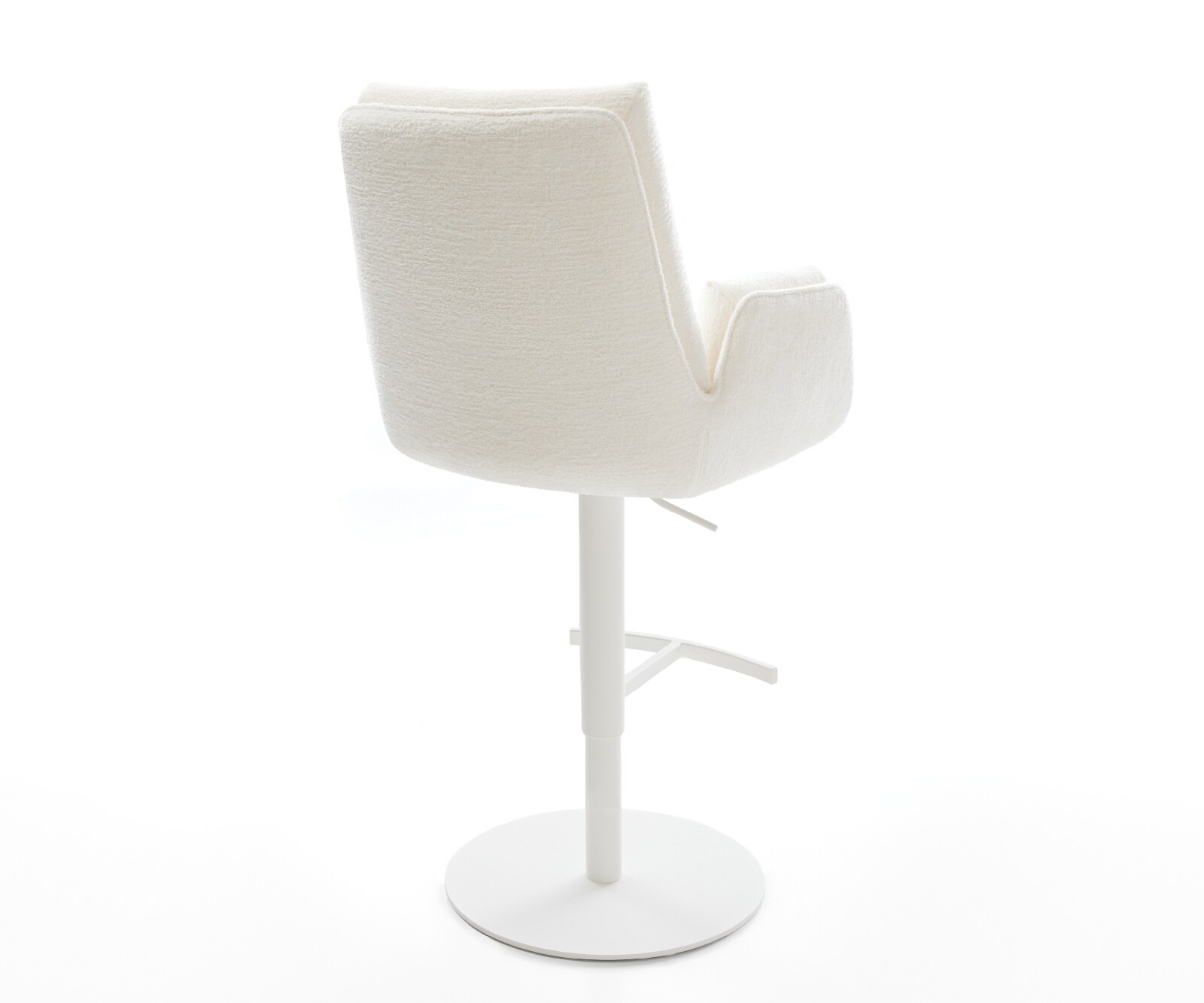 Chaise-de-bar Clea-Flex Bouclé doux Beige Pied pivotant réglable en hauteur blanc Blanc 4