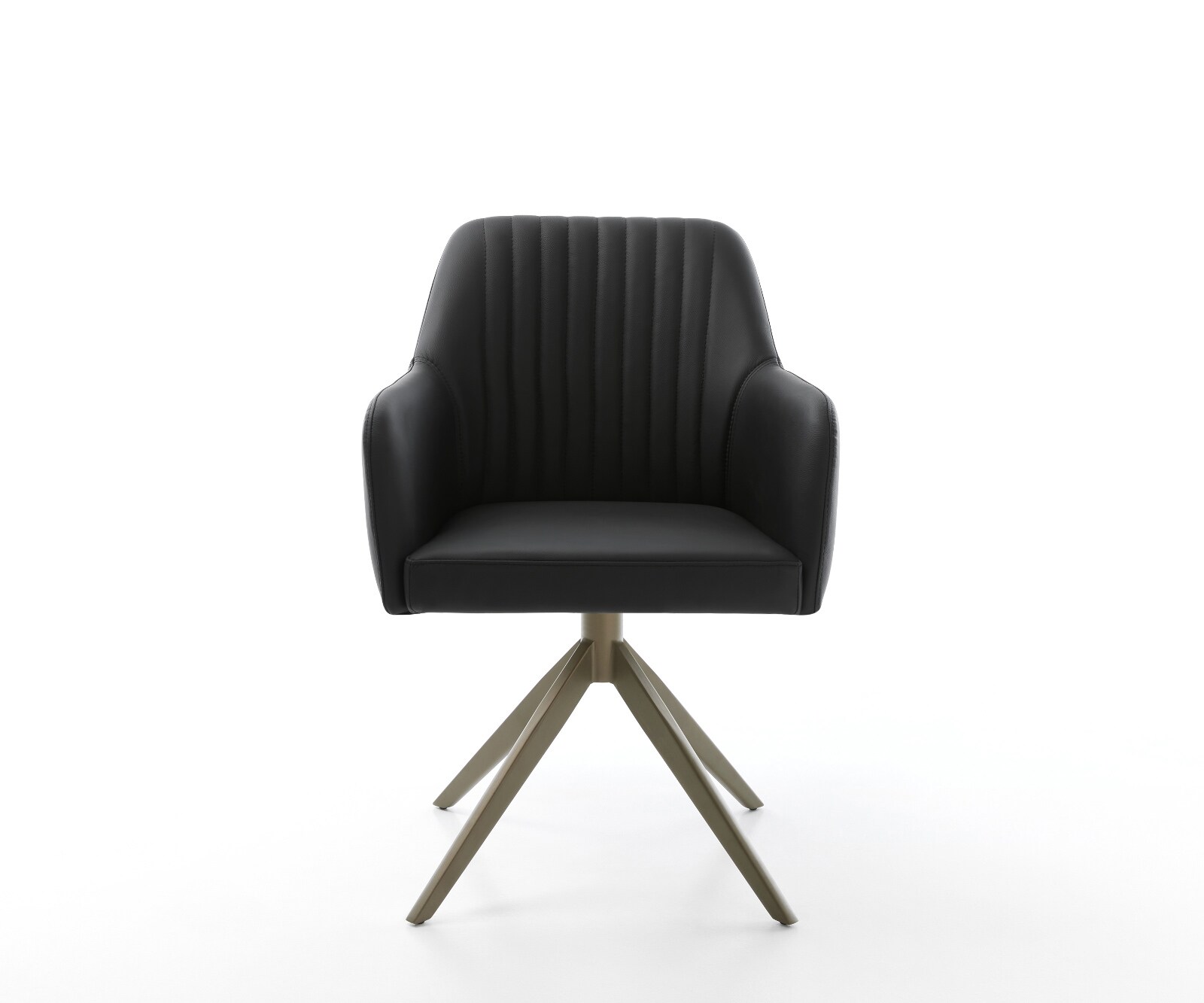 Chaise-pivotante Greg-Flex cuir de vache noir pied croisé large aspect titane pivotement sur 360° fonction bascule ressorts ensachés 2