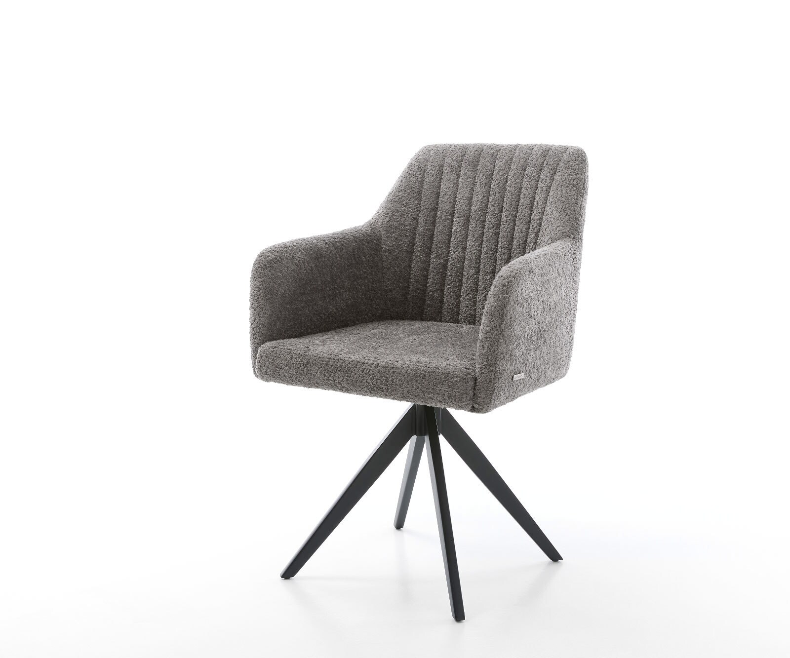 Chaise-de-salle-à-manger Greg-Flex bouclé gris pied croisé angulaire noir ressorts ensachés