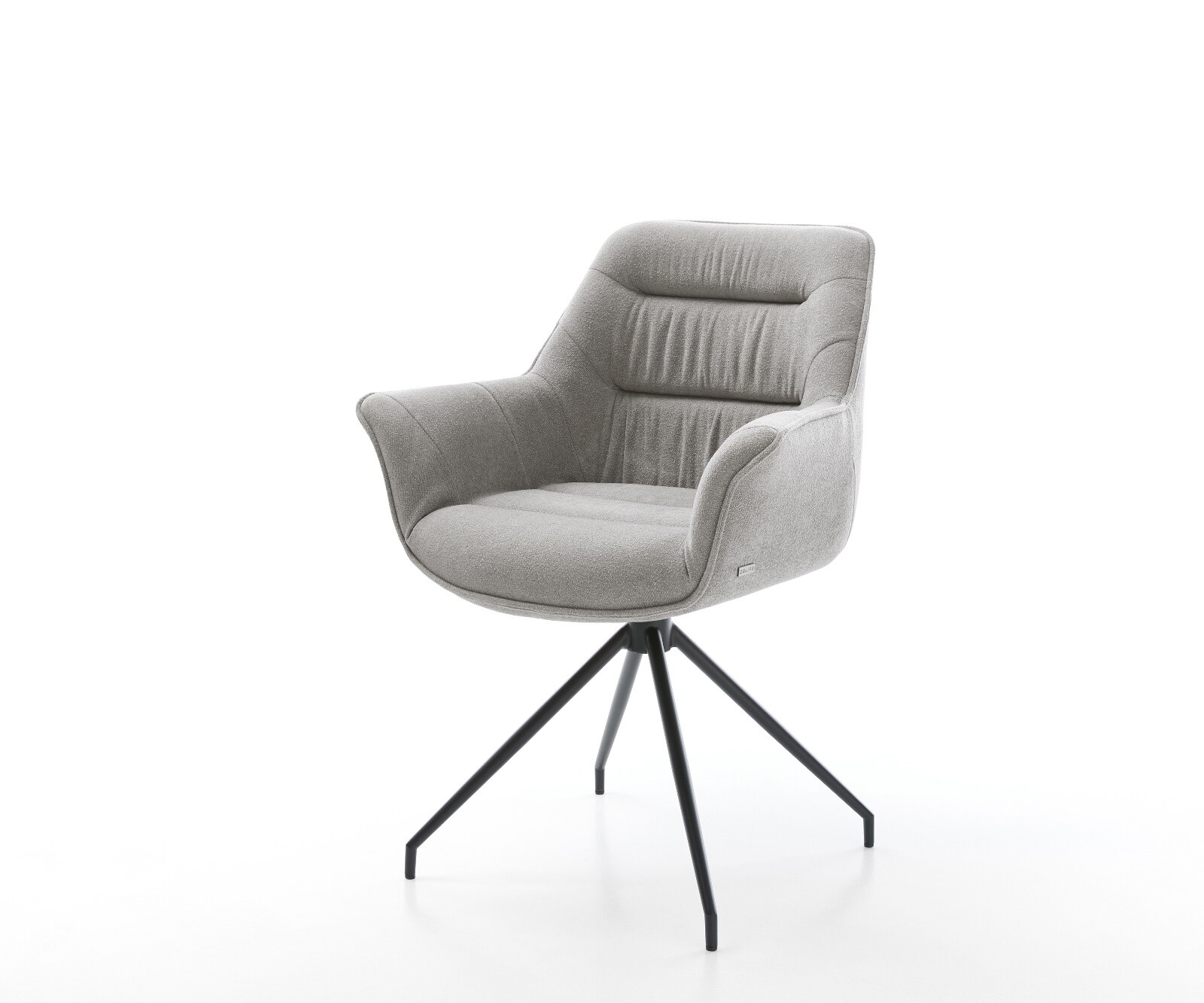 Chaise-de-salle-à-manger Kaira-Flex tissu structuré doux gris pied croisé conique noir 1