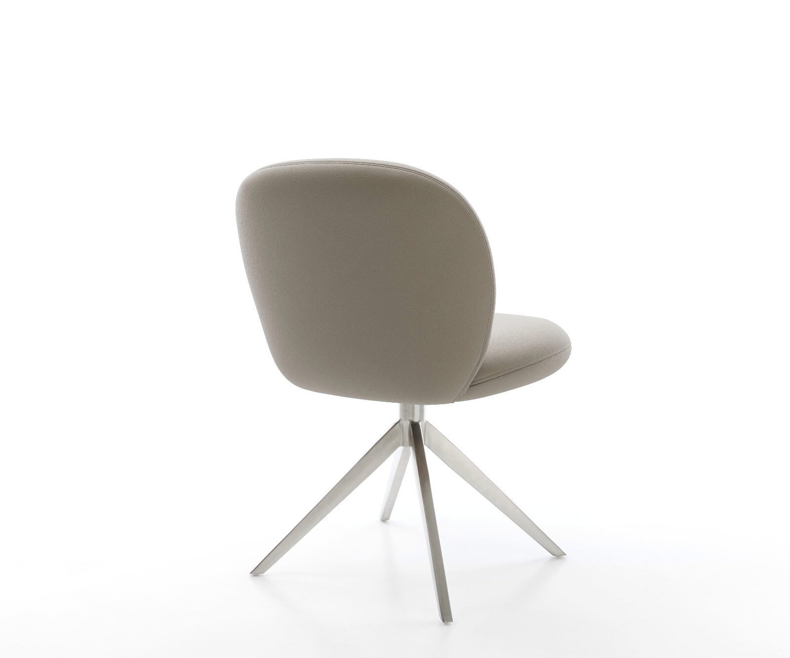 Chaise-pivotante Nube-Flex cuir de vache couleur boue pied croisé large acier inoxydable brossé pivotement sur 360° fonction bascule ressorts ensachés 4