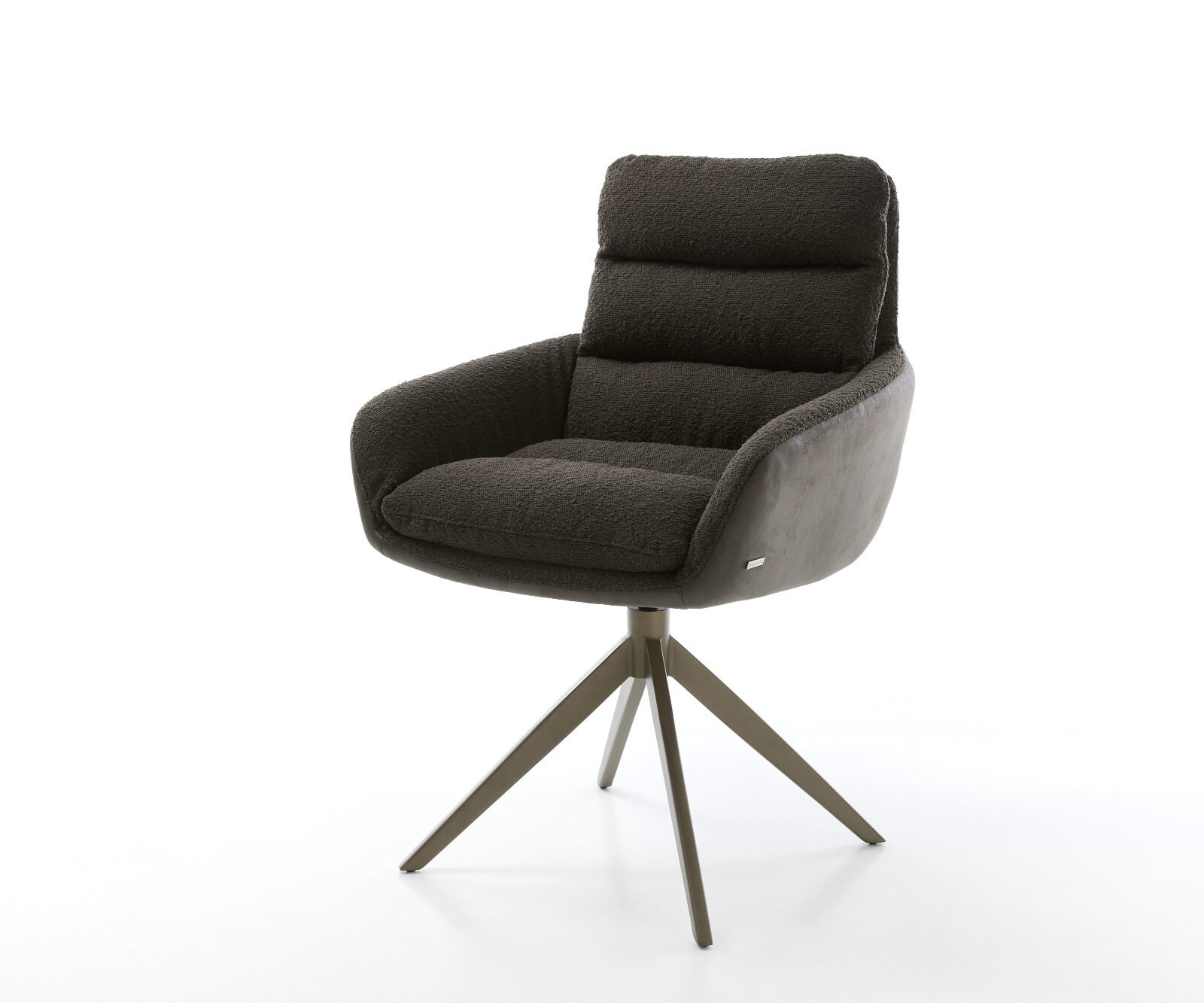 Chaise-pivotante Abelia-Flex avec accoudoirs tissu mixte noir pied croisé large aspect titane pivotement sur 360° fonction bascule
