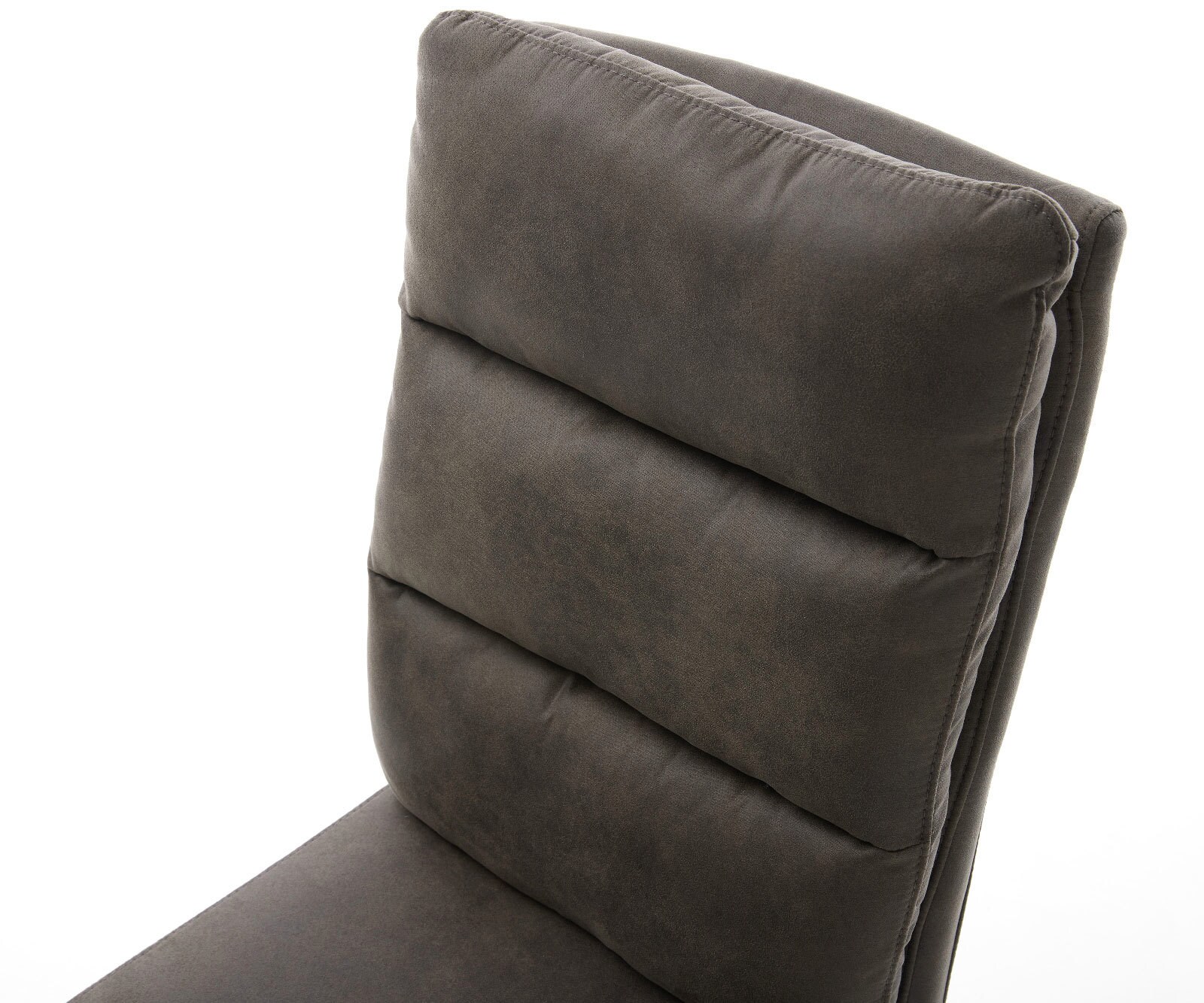 Chaise-de-salle-à-manger Pela-Flex microvelours anthracite vintage 4 pieds coniques acier inoxydable brossé ressorts ensachés 3 Chaise-de-salle-à-manger Pela-Flex microvelours anthracite vintage 4 pieds coniques acier inoxydable brossé ressorts ensachés 3